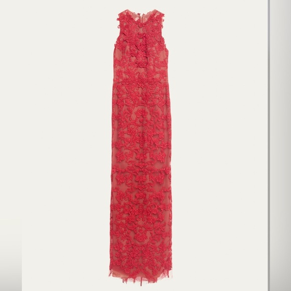 MARCHESA***Guipure Red Lace Evening Gown***US 4,6***$1095 - Picture 4 of 11